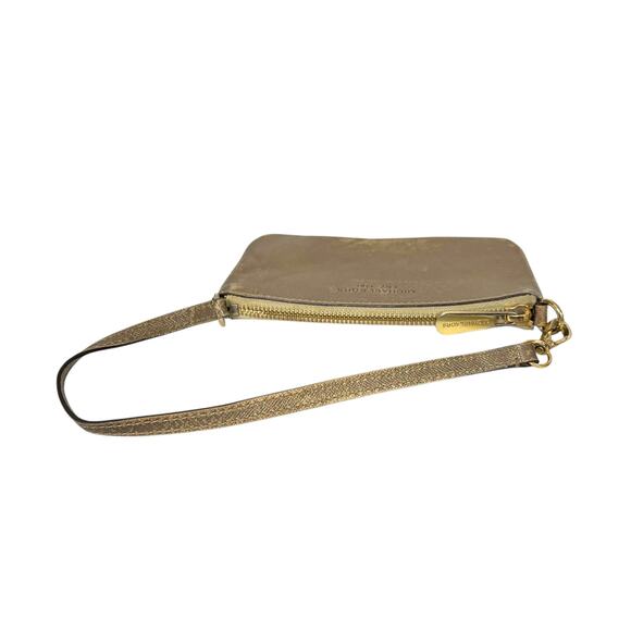 Michael Kors Metallic Wristlet Wallet Gold Leather Medium Card Holder Zip - Picture 6 of 14